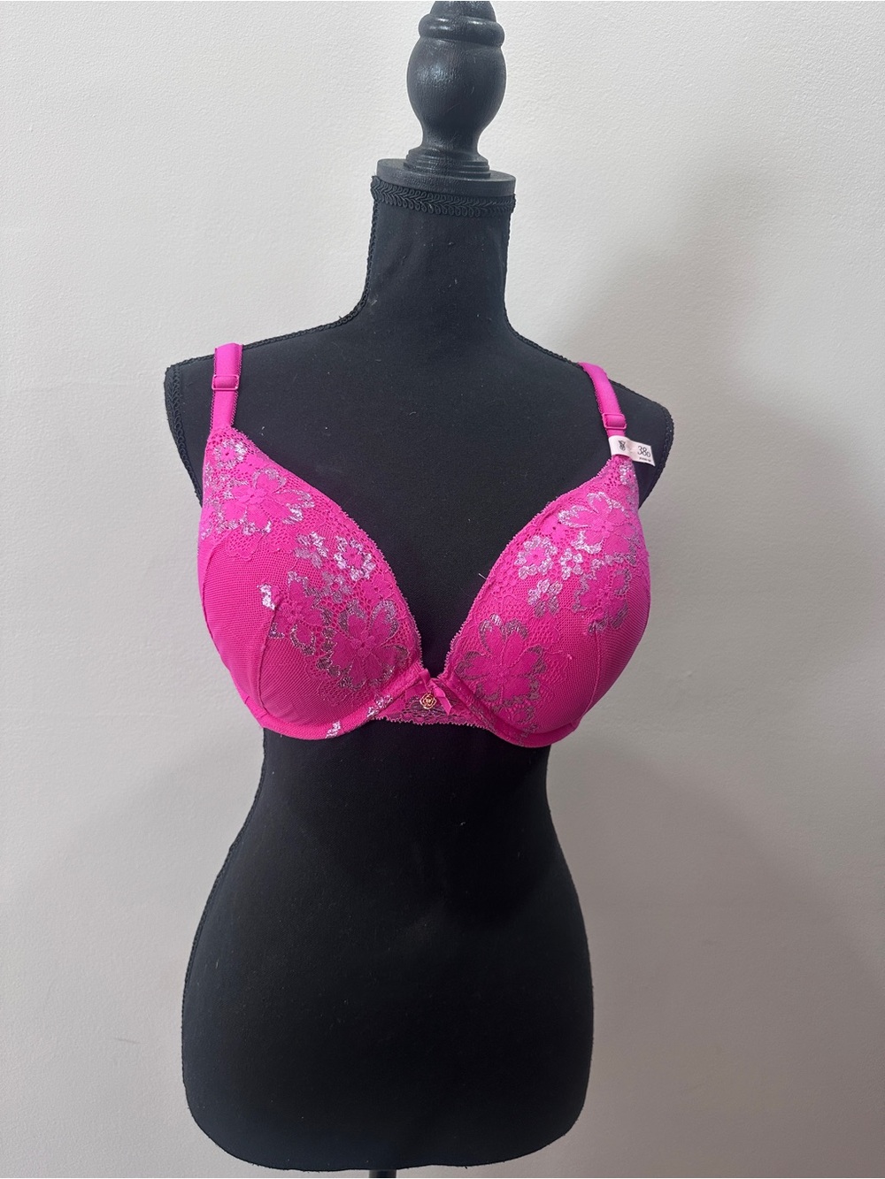 Victoria Secrets Fuchsia Lace-Accent Push-Up Bra